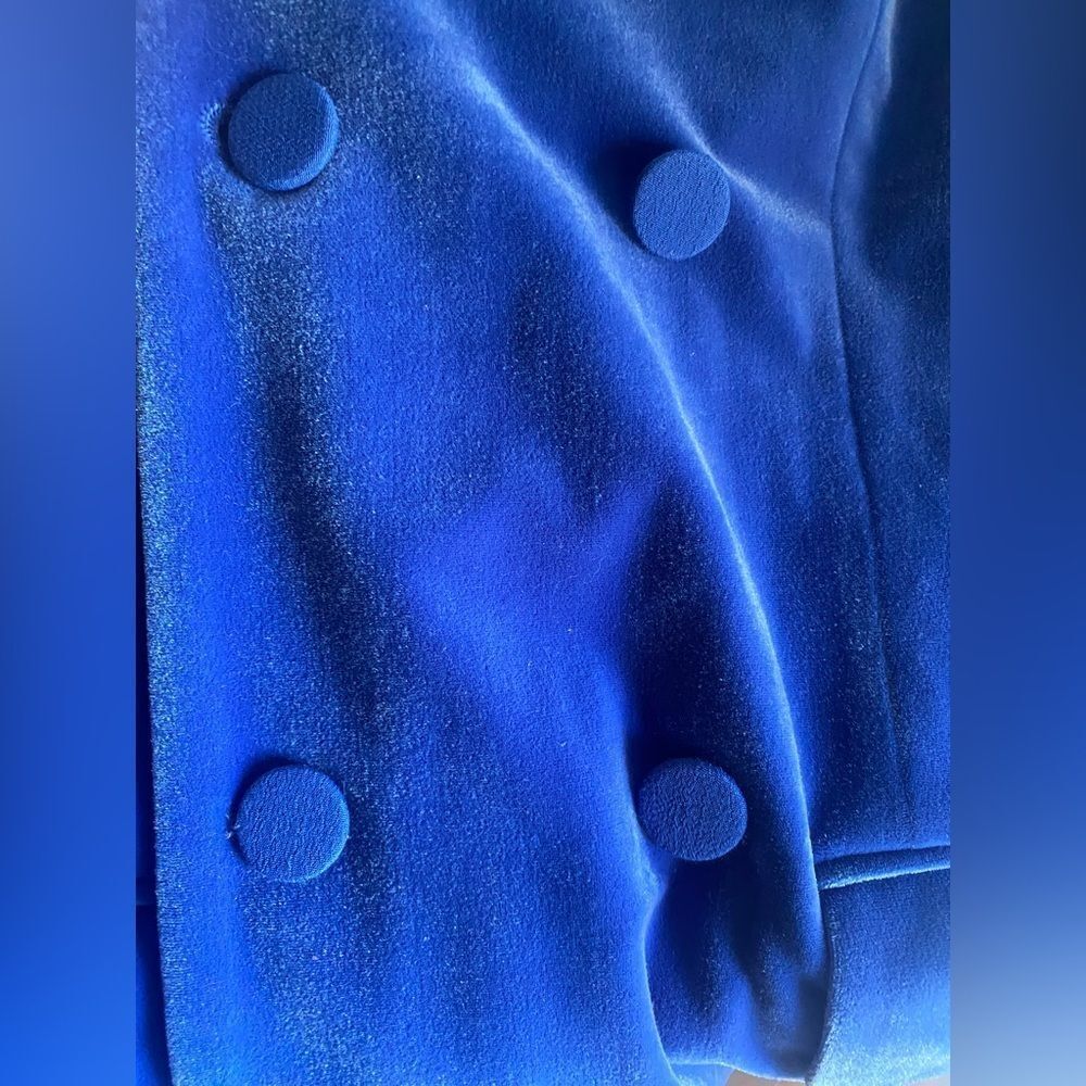 EXPRESS Blue Velvet Double Breasted Button Blazer Jacket Mini Dress Sz Small NEW - Picture 7 of 15